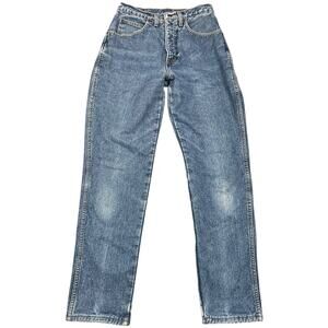 Vintage 90s Lands’ End Jeans Regular Straight Leg Medium Wash Plaid Lined - 6